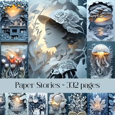 paper stories - 32 pages with an image of a woman's face and flowers