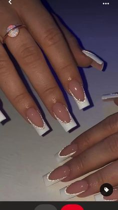 Winter Nails Acrylic, Nails Homecoming, Girly Acrylic Nails, French Tip Acrylic Nails, French Acrylic Nails, Classy Acrylic Nails, Nails White, Christmas Nails Acrylic, Acrylic Nails Coffin Short