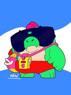 a drawing of a tortoise holding a backpack and wearing a pirate's hat