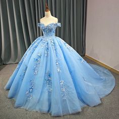 Adult Dress Elegant Sweetheart Off Shoulder Sticker Ball Dress Princess Ball Gowns Blue, Blue Sweet 16, Train Fabric, Princess Evening Dress, White Quinceanera Dresses, Purple Quinceanera Dresses, Black Quinceanera Dresses, Structured Corset, Mermaid Prom Dresses Lace