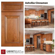 the cabinets in this kitchen are made of wood