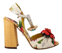 Dolce & Gabbana Multicolor Crystal Keira Sandals Silk Shoes Embellished Heels, Dolce Gabbana Shoes, Ankle Strap Sandals Heels, Designer High Heels, Floral Shoes, Dolce E Gabbana, Ankle Strap Heels, High End Fashion, Designer Heels