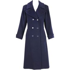 Yves Saint Laurent Navy Blue Wool Double-Breasted Coat | From a unique collection of rare vintage Coats and Outerwear at https://www.1stdibs.com/fashion/clothing/coats-outerwear/. Luxury Navy Double-breasted Pea Coat, Saint Laurent Coat, Patent Trench Coats, Green Wool Coat, Vintage Attire, Wool Cape Coat, Military Style Coats, Vintage Yves Saint Laurent, Wool Trench Coat