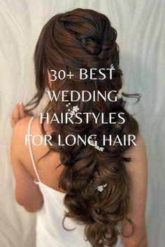 30+ Best Wedding Hairstyles for Bride Long Braided Wedding Hair, Ponytails Wedding Hairstyles, Wedding Hair Side Swept Curls, Hairstyles For Long Hair For A Wedding, Half Up Long Wedding Hair, Classic Wedding Hairstyles Half Up, Romantic Wedding Hairstyles For Long Hair, Wedding Hair Styles Off The Shoulder Dress, Wedding Hairstyles For Really Long Hair