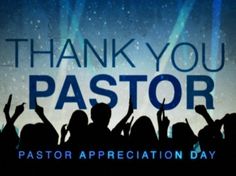 a group of people standing in front of a screen with the words thank you pastor