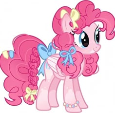 the pinkie pony is standing in front of a white background