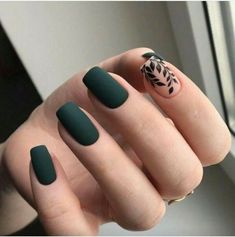 Image discovered by theyyluvnya. Find images and videos about girl, style and beauty on We Heart It - the app to get lost in what you love. Green Nails Leaves, Hand Painted Nail Art Design, Nature Inspired Nail Art, Green Nails With Leaves, Nails With Green Leaves, Green Leaves Nails, Nails Green Leaves, Nail Designs Leaves, Matte Dip Nails