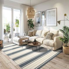 a living room filled with furniture and lots of windows