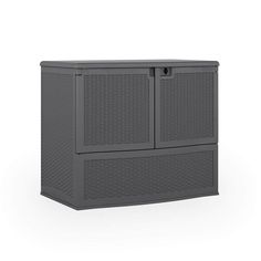 an outdoor storage cabinet with two doors