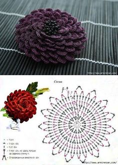 crochet flower pattern with instructions to make it look like an ornament