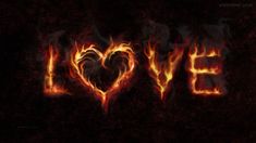 the word love written in flames