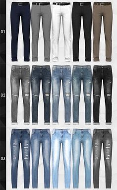 men's jeans and pants in different colors, sizes and styles for the male