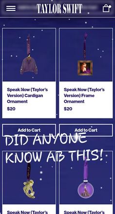 an ad for taylor swift's christmas ornament, which is now available on the app store