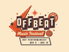 the logo for offbeat music festival is shown in this graphic art style, with an orange and black background