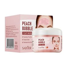 " Peach Bubble Mask Moisturizing Facial Mask, Let The Skin Back Hydrated, Whitening Mask Features: Facial mask is suitable for all kinds of skin. It is recommended to use oily skin 2-3 times a week, while dry and mixed skin should not be used more than twices a week. This is an effective combination that can black spots, white spots,, spots and excess oil, making your skin feel cool and charming day and night. The green tea facial mask is in weight and small in size. It can be put in the cosmeti Bubble Clay Mask, Normal Skin Care, Bubble Face, Green Tea Facial, Pore Cleaning, Bubble Mask, Deep Clean Pores, Women Skin, Mud Mask