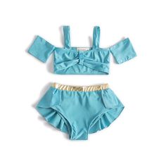 A Whole New World Will Come To Life In This Beautifully Crafted Two Piece Swimsuit Chest: 2yr 22cm, 4yr 24cm, 6yr 27cm, 8yr 29cm Waist: 2yr 20cm, 4yr 23cm, 6yr 26cm, 8yr 28cm Size Conversion To Age: 2yr = 1-2yr, 4yr = 2-4yr, 6yr = 4-6yr, 8yr = 6-8yr We Have A Tolerance Of +/- 1-1.5cm For All Of Our Garment Measurements. New Never Worn From A Clean Smoke Free Home Blue Beachwear Party Set, Playful Solid Color Swimwear For The Beach, Playful Solid Color Swimwear For Beach, Blue Summer Swimwear Sets, Blue Summer Swimming Sets, Blue Swim Sets For Summer, Playful Blue Sets For Pool, Blue Swimwear Set For Summer, Playful Blue Sets For Poolside