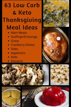 a collage of thanksgiving dinner menus with text overlay