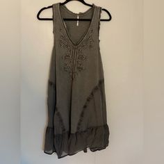 Size Medium Can Be Worn As A Long Shirt Depending Your Height Beautiful Beading Casual Embellished Beach Dresses, Casual V-neck Embellished Dresses, Bohemian V-neck Embellished Mini Dress, Bohemian Embellished Mini Dress, Free People Boho Dress, Free People Slip Dress, Free People Sweater Dress, Womens Boho Dresses, Boho Tunic Dress