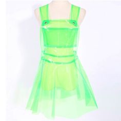 PVC Neon Colored Overall Dress sold by Sugarless Tokki on Storenvy Green Sheer Mini Dress For Summer, Summer Sheer Green Mini Dress, Summer Green Sheer Mini Dress, Neon Clothes, Fashion Study, Cute Overalls, Oc Outfits, Strap Skirt, Neon Outfits