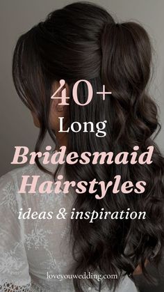 Looking for stunning long hairstyles for bridesmaids or the maid of honor? We’ve got 40+ amazing ideas for long hair, including updos, buns, braids, and half up half down styles. Whether your wedding vibe is boho, rustic, modern, or simple, we’re sharing the best bridesmaid hairstyle ideas to help you create the perfect look. Bridesmaid Romantic Hairstyles, Wedding Hairstyle Bridesmaids, Hairstyle For Bridesmaid Long Hair, Long Hair Styles For Bridesmaids, Half Updo Hairstyles Wedding, Half Up Hair Styles Long Hair, Bridesmaid Half Up Half Down, Maid Of Honor Hairstyles Half Up, Matron Of Honor Hairstyles