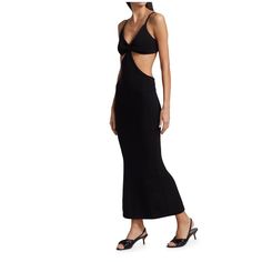 The Serita Knit Dress From Cult Gaia Features A Dramatic Cut Out At The Waist. This Form-Fitting Piece Is Crafted Of A Cotton Blend. V-Neck Shoulder Straps Sleeveless Cut-Out Waist Pullover Style 77% Cotton/23% Polyester Dry Clean Imported Size & Fit About 57” From Shoulder To Hem Black Maxi Gown, Theia Dresses, Brown Maxi Dresses, Knit Gown, Cutout Gown, Evening Gown Dresses, Pink Gowns, Maxi Gown Dress, Long Midi Dress