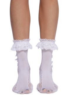 base|white White Socks With Lace Trim, Lace Trim Knee High Socks, Black Lace Socks With Lace Trim, White Lace Knee High Socks, White Frill Socks, Japan Fits, Current Mood Clothing, Goth Shoes, Red Dolls