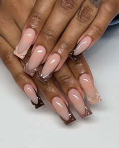 Texture Nails, Coming Soon Instagram, Glossy Nails, Brown Acrylic Nails, 2023 Love, Acrylic Toe Nails, Amazing Nails, Colored Acrylic Nails, French Tip Acrylic Nails