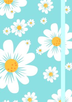 a blue and white flowered background with yellow dots on the center is shown in this image