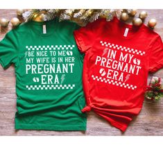 Christmas Pregnancy Announcement Shirt Couple Christmas Pajamas Funny Pregnancy Reveal Shirt Baby Announcement Pregnant Mom gift Baby Reveal