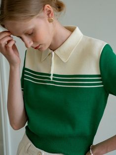 Designer fashion, Seoul-fully created | W Concept School Shirt Designs, Polo Shirt Outfits, Summer Knit Tops, Tomboy Chic, Polo Shirt Design, Tennis Fashion, Poncho Style, Causual Outfits, Polo Shirt Women