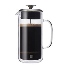 a french press coffee maker on a white background