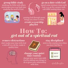 a pink poster with the words how to get out of a spiritual rut