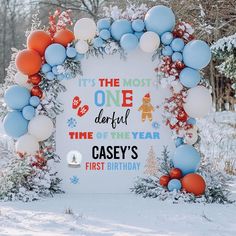 a birthday sign with balloons in the shape of a frame and an image of a teddy bear