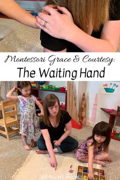 Montessori Grace & Courtesy: The Waiting Hand – MOMtessori Life Grace And Courtesy, Montessori Curriculum, Montessori Parenting, Montessori Lessons, Teaching Manners, Montessori Room, Montessori Homeschool, Montessori Practical Life, Montessori Toddler Activities