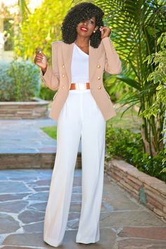 Women's Pant Suits, Wide Leg Trousers Outfit, Women's Dress Pants, Style Pantry, Corporate Fashion, Trouser Outfits, Pant Suits, One Shoulder Top, Pant Suit