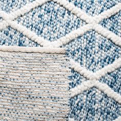 two different types of rugs with blue and white colors