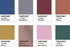 the pantone color chart is shown in different colors