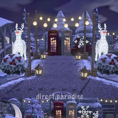 an animated christmas scene with lights and decorations