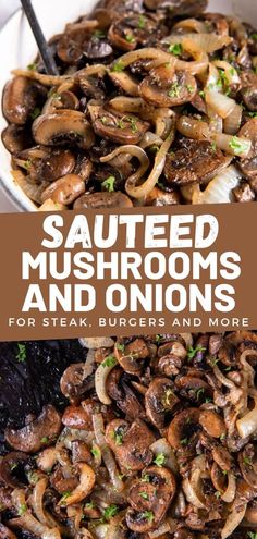 sauteed mushrooms and onions in a white bowl