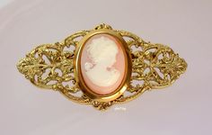 Gold Victorian Revival Cameo Pin Brooch Victoryissweet | Etsy Gold Cameo Brooch For Wedding, Antique Gold Cameo Brooch, Antique Gold Cameo Brooches, Formal Gold Cameo Brooch, Formal Gold Cameo Brooches, Gold Cameo Brooch Collectible, Wedding Brooches, Choker Collar Necklace, Victorian Revival