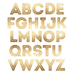 the alphabet is made out of gold foil