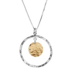 PRICES MAY VARY. Wear this pendant as a reminder of a sunny coastline! A gold-plated sterling silver disc boasts a hammered design, surrounded by a ring of wavy sterling silver. Pair it with your favorite dress and you'll be sure to stand out in any crowd. This piece was designed by artisan Silvi Rozenfeler in Israel. The piece comes with a ".925" sterling silver quality stamp as a symbol of guaranteed product quality. Sterling silver, with gold-plating Spring ring clasp Pendant piece measures 1 Silpada Jewelry, Versatile Jewelry, Disc Pendant, Design Silver, Silver Pieces, Marbella, Silver Pendant Necklace, Gold Plated Silver, Gold Plated Sterling Silver