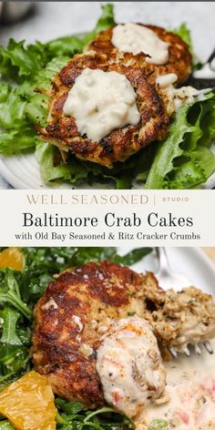 crab cakes with old bay seasoning and ritz cracker crumbs