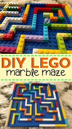 a lego marble maze is shown with the words diy lego marble maze on it