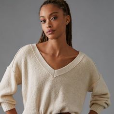 Deep-V Knit Sweater | Nuuly Rent Cozy V-neck Cropped Sweater For Fall, Chic Soft Knit V-neck Sweater, Chic Textured Knit V-neck Cropped Sweater, Cozy V-neck Knit Top For Fall, Fall V-neck Cropped Sweater For Layering, V-neck Cropped Sweater For Layering, Cropped V-neck Sweater For Layering, Cozy V-neck Soft Knit Cropped Sweater, Cozy Soft Knit V-neck Cropped Sweater