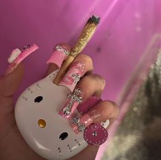 Vanity Hello Kitty, Lighted Makeup Mirror, Impressions Vanity, Pretty Pens, Hello Kitty Accessories, Girly Acrylic Nails, Mirror With Led Lights, Really Cute Nails, Unique Acrylic Nails