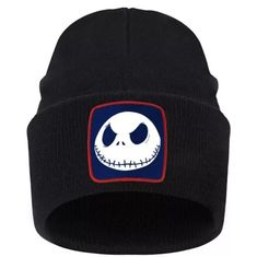 Nightmare before Christmas Jack skeleton beanie cap Skeleton Beanie, Nightmare Before Christmas Jack Skeleton, Fall Cap, Jack Skeleton, Fall And Halloween, Nightmare Before Christmas Jack, See Movie, Black Beanie, Beanie Cap