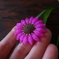 Handmade Pink Flower Brooches, Beaded Sunflower, Sunflower Brooch, Colorful Sunflower, Fuchsia Pink, Hand Beading, Matching Earrings, Other Colors, Exclusive Designs