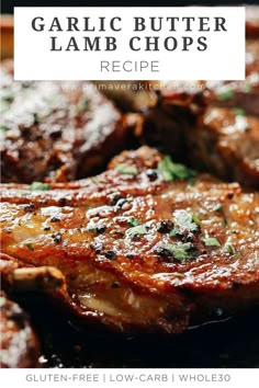 grilled garlic butter lamb chops with text overlay