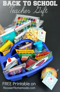 back to school teacher gift basket with free printables